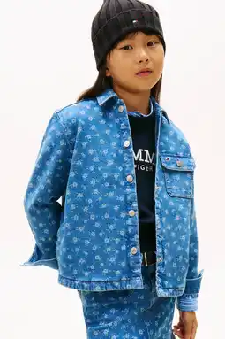 Wehkamp Tommy Hilfiger gebloemde denim blouse blauw aanbieding