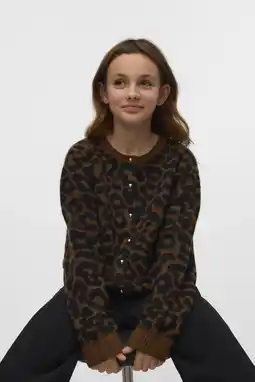 Wehkamp VERO MODA GIRL cardigan donkerbruin gebreid aanbieding