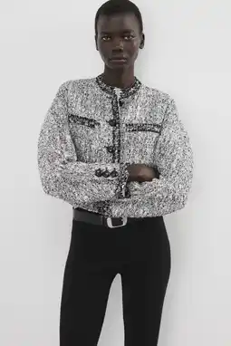 Wehkamp Mango tweed jasje grijs aanbieding