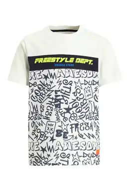 Wehkamp Orange Stars T-shirt met graffiti print wit aanbieding
