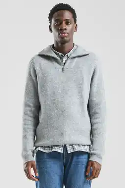 Wehkamp QS trui met wol rib gebreid grijs aanbieding