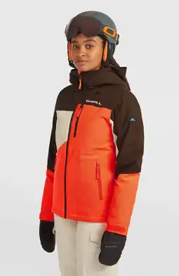 Wehkamp O'Neill ski-jas FWC'Cruz Triple donkerbruin/oranje/ecru aanbieding