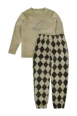 Wehkamp Quapi fleece pyjama met geruite print groen aanbieding