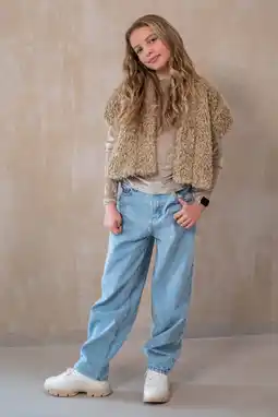 Wehkamp Like Flo Young loose fit jeans light blue denim aanbieding