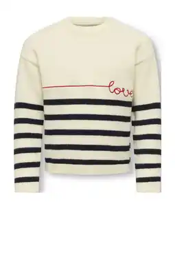 Wehkamp KIDS ONLY MINI gestreepte trui ecru fijn gebreid aanbieding