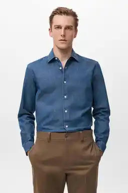 Wehkamp Mango Man slim casual overhemd donkerblauw aanbieding
