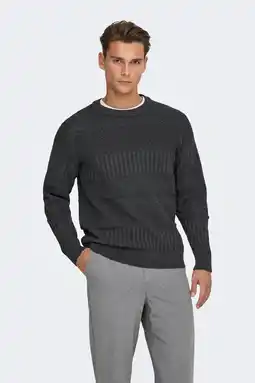 Wehkamp ONLY & SONS trui met ingebreid patroon grijs aanbieding