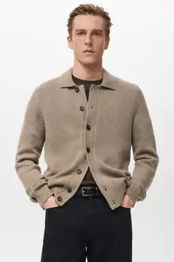 Wehkamp Mango Man vest met wol gebreid beige aanbieding