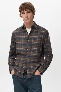 Wehkamp Mango Man Comfort geruit casual overhemd bruin aanbieding