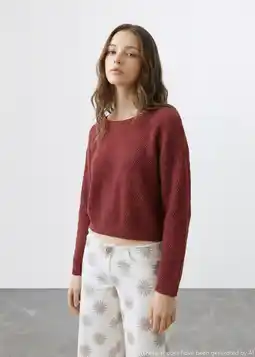 Wehkamp MANGO TEEN gebreide trui met open rug donkerrood aanbieding