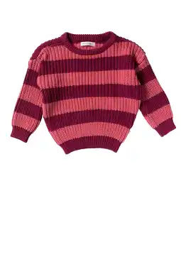 Wehkamp Your Wishes gestreepte trui roze grof gebreid aanbieding