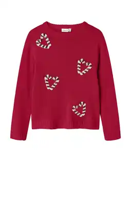 Wehkamp NAME IT KIDS kersttrui rood fijn gebreid aanbieding
