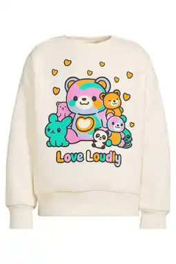 Wehkamp Coolcat oversized fleece sweater met printopdruk Rosa crème aanbieding