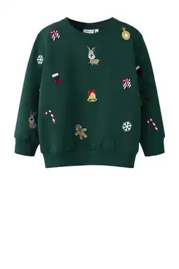 Wehkamp NAME IT MINI kersttrui donkergroen aanbieding