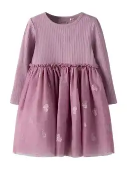 Wehkamp NAME IT MINI A-lijn jurk met hartjes lila aanbieding