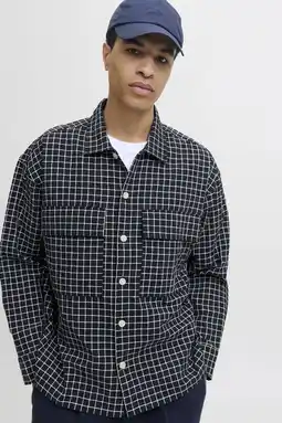 Wehkamp JACK & JONES PREMIUM geruit overshirt donkerblauw aanbieding