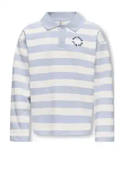 Wehkamp KIDS ONLY GIRL gestreepte polo lichtblauw aanbieding