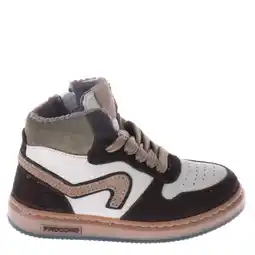 Wehkamp Pinocchio leren sneakers donkerbruin/wit aanbieding