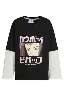 Wehkamp Coolcat longsleeve met Cowboy Bebop licence printopdruk zwart aanbieding