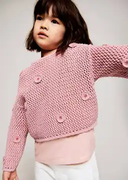 Wehkamp Mango Kids grof gebreide trui roze aanbieding