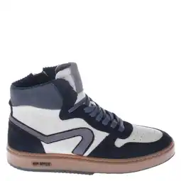 Wehkamp Hip leren sneakers donkerblauw/wit aanbieding