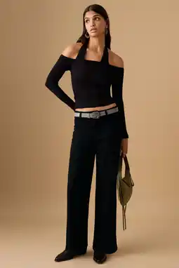 Wehkamp MANGO TEEN highwaist wide leg jeans black denim aanbieding