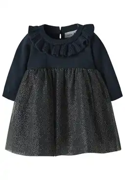 Wehkamp NAME IT BABY glitterjurk met glitter donkerblauw aanbieding