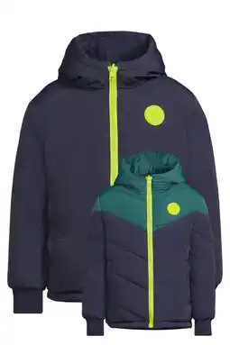 Wehkamp Orange Stars gewatteerde reversible colourblock jas Otis donkerblauw/teal aanbieding