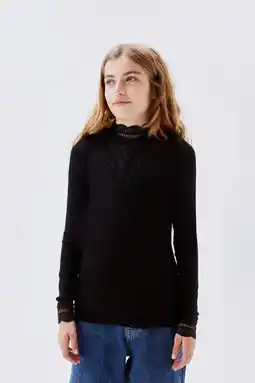Wehkamp NAME IT KIDS ribgebreide top NKFNURI met kant zwart aanbieding