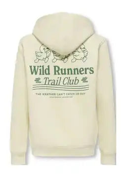 Wehkamp ONLY & SONS JUNIOR hoodie met backprint ecru aanbieding