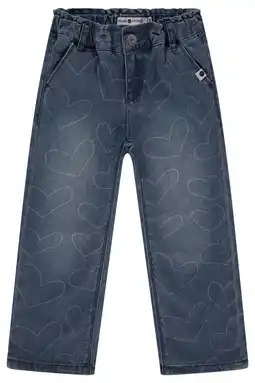 Wehkamp Stains&Stories regularwaist regular fit jeans met hartjes medium blue denim aanbieding
