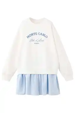 Wehkamp Mango Kids gestreepte sweatjurk wit aanbieding