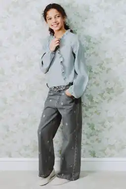Wehkamp Mango Kids wide leg jeans grey denim aanbieding