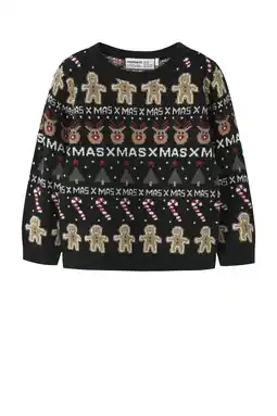 Wehkamp NAME IT MINI kersttrui zwart aanbieding