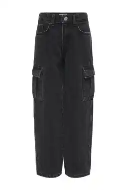 Wehkamp KIDS ONLY GIRL wide leg jeans KOGHARMONY washed black aanbieding