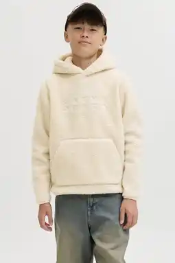Wehkamp JACK & JONES JUNIOR teddy hoodie beige aanbieding