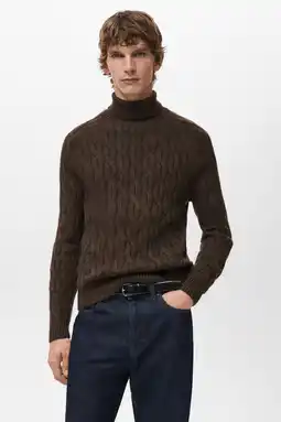 Wehkamp Mango Man trui met wol gebreid bruin aanbieding