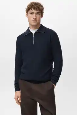 Wehkamp Mango Man trui fijn gebreid donkerblauw aanbieding
