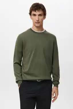Wehkamp Mango Man trui met wol gebreid groen aanbieding