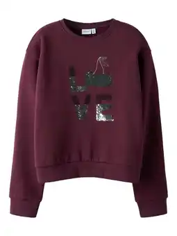 Wehkamp NAME IT KIDS sweater donkerrood met pailletten aanbieding