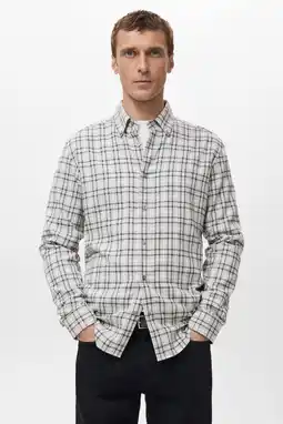 Wehkamp Mango Man Regular geruit casual overhemd lichtgrijs aanbieding