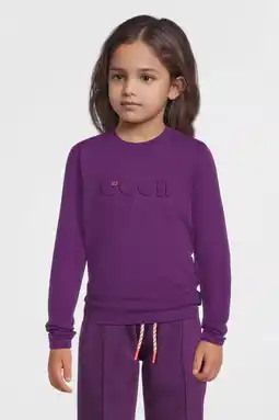 Wehkamp Me & My Monkey longsleeve met 3D tekst printopdruk donkerpaars aanbieding