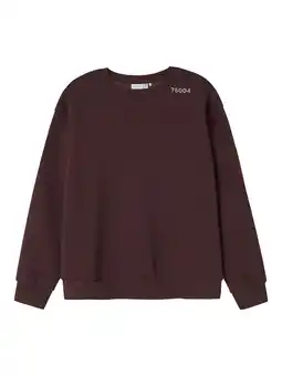 Wehkamp NAME IT KIDS sweater met backprint roodbruin aanbieding