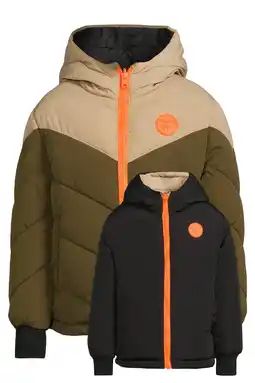 Wehkamp Orange Stars gewatteerde reversible colourblock jas Otis Khaki/beige/zwart aanbieding