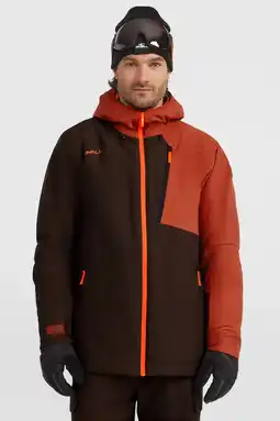 Wehkamp O'Neill ski-jas FWC'Cruz Block bruin/donkeroranje aanbieding