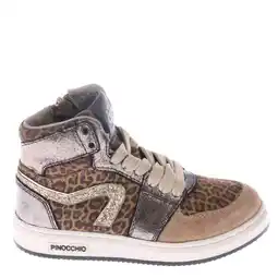 Wehkamp Pinocchio leren sneakers beige/panter aanbieding