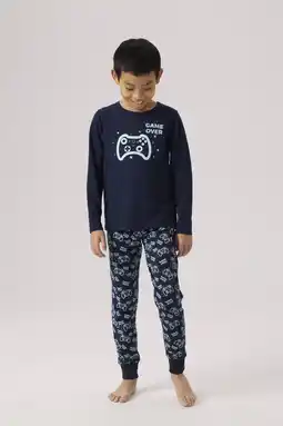 Wehkamp NAME IT KIDS pyjama met all over print donkerblauw/lichtblauw aanbieding