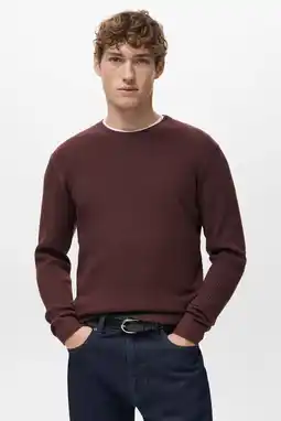 Wehkamp Mango Man trui rib gebreid donkerrood aanbieding
