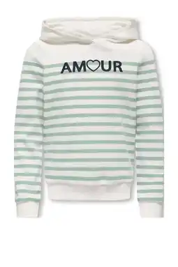 Wehkamp KIDS ONLY GIRL gestreepte hoodie lichtgroen aanbieding