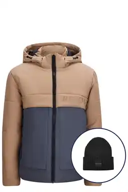 Wehkamp Retour Jeans gewatteerde jas beige + muts aanbieding